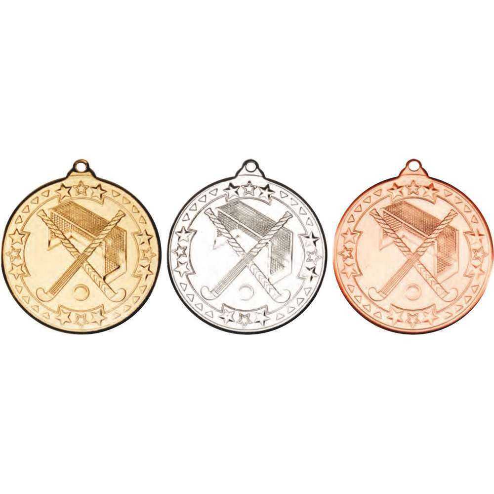 Hockey Tri Star Medal - 50mm by Legacy Outfitters