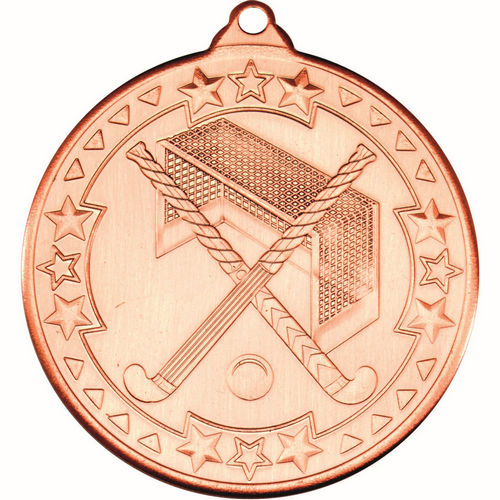 Hockey Tri Star Medal - 50mm - Bronze by Legacy Outfitters