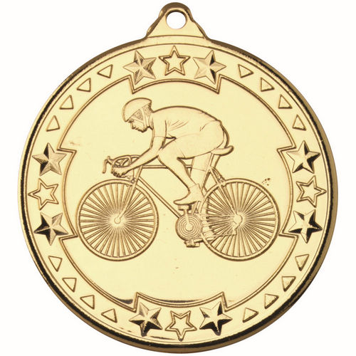Cycling Tri Star Medal - 50mm - Gold by Legacy Outfitters