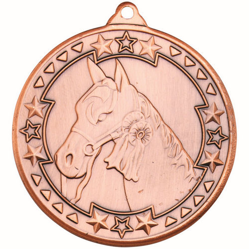 Horse Tri Star Medal - 50mm - Bronze by Legacy Outfitters