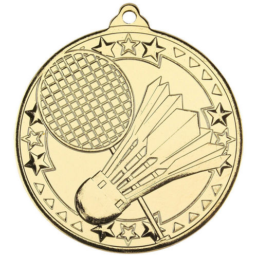 Badminton Tri Star Medal - 50mm - Gold by Legacy Outfitters
