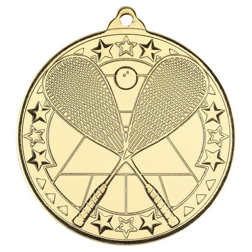 Squash Tri Star Medal - 50mm - Gold by Legacy Outfitters