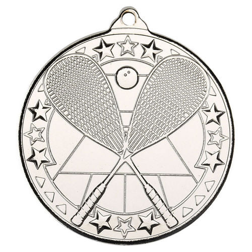 Squash Tri Star Medal - 50mm - Silver by Legacy Outfitters