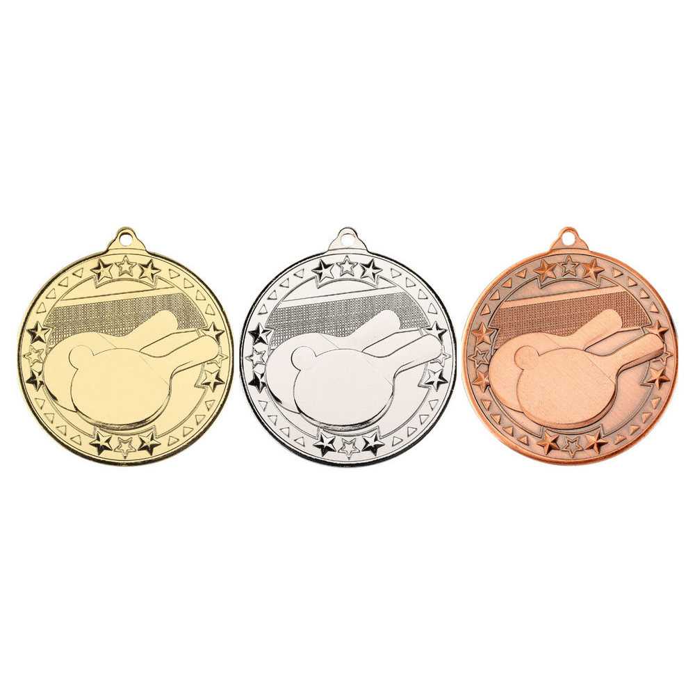 Table Tennis Tri Star Medal - 50mm by Legacy Outfitters