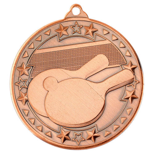 Table Tennis Tri Star Medal - 50mm - Bronze by Legacy Outfitters