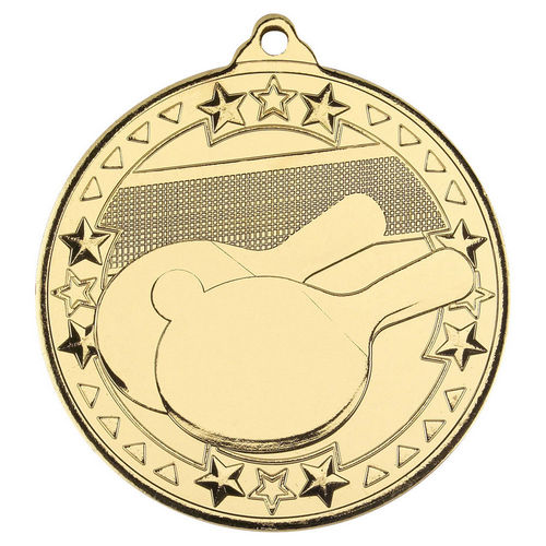 Table Tennis Tri Star Medal - 50mm - Gold by Legacy Outfitters