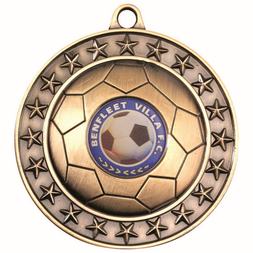 Football Medal Large (1in Centre) - 70mm - Antique Gold by Legacy Outfitters