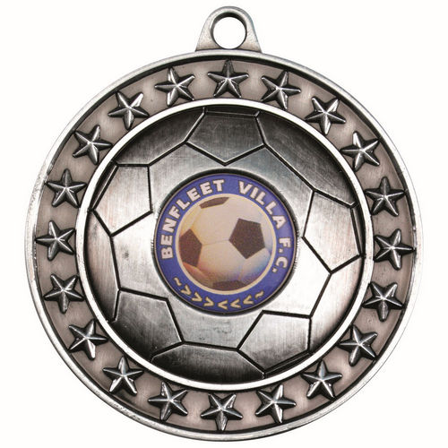 Football Medal Large (1in Centre) - 70mm - Antique Silver by Legacy Outfitters