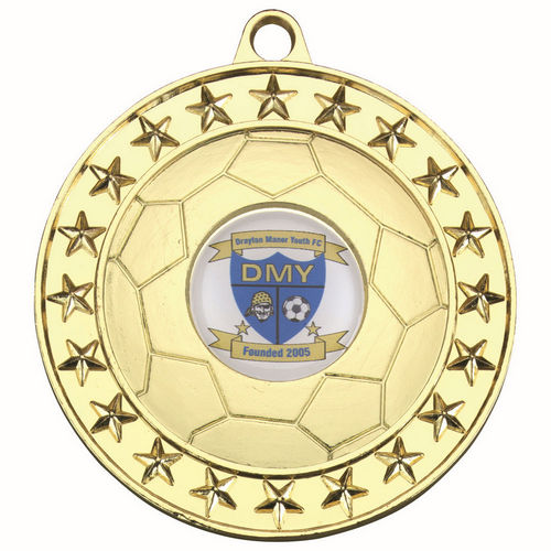 Football Medal Large (1in Centre) - 70mm - Gold by Legacy Outfitters