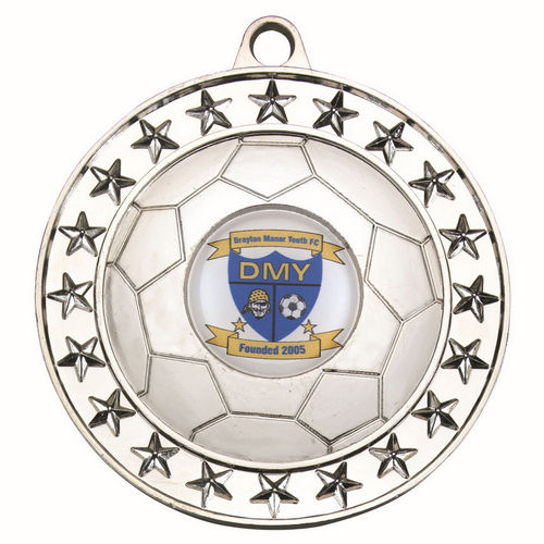 Football Medal Large (1in Centre) - 70mm - Silver by Legacy Outfitters
