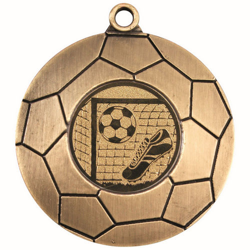 Domed Football Medal (1in Centre) - 50mm - Antique Gold by Legacy Outfitters