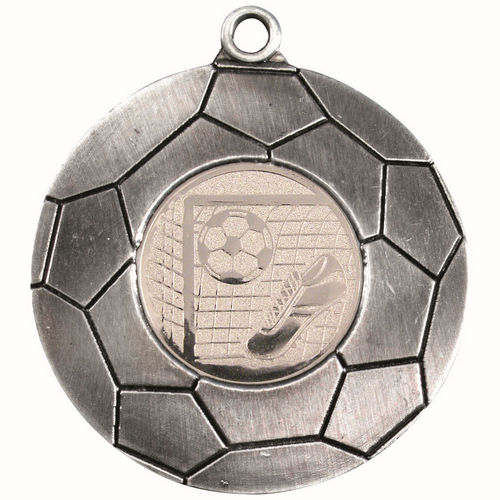 Domed Football Medal (1in Centre) - 50mm - Antique Silver by Legacy Outfitters