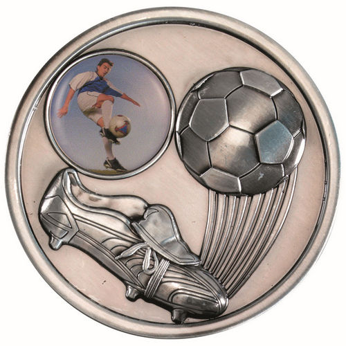 Football And Boot Medallion (1in Centre) - 70mm - Antique Silver by Legacy Outfitters