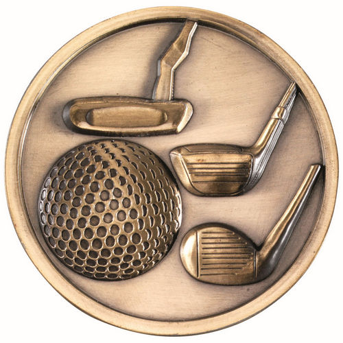 Golf Clubs Medallion - 70mm - Antique Gold by Legacy Outfitters