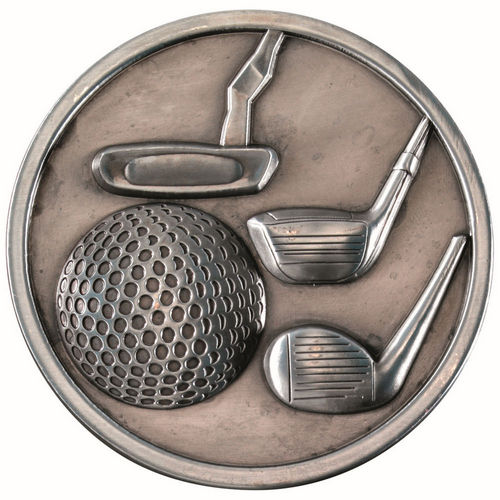 Golf Clubs Medallion - 70mm - Antique Silver by Legacy Outfitters