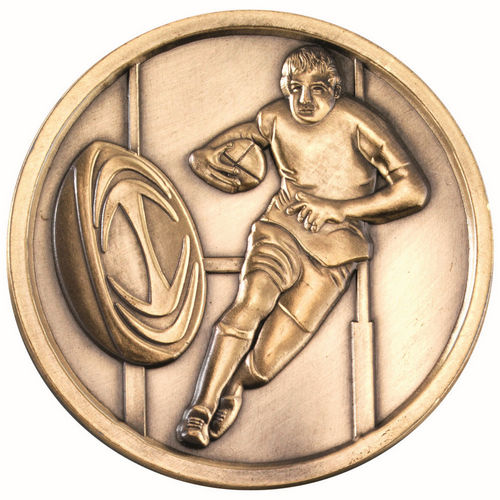 Rugby Medallion - 70mm - Antique Gold by Legacy Outfitters