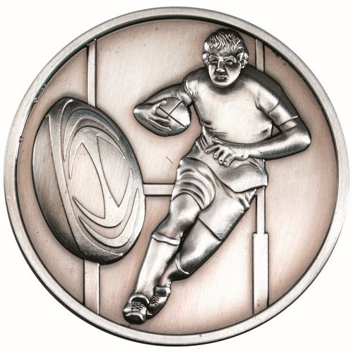 Rugby Medallion - 70mm - Antique Silver by Legacy Outfitters