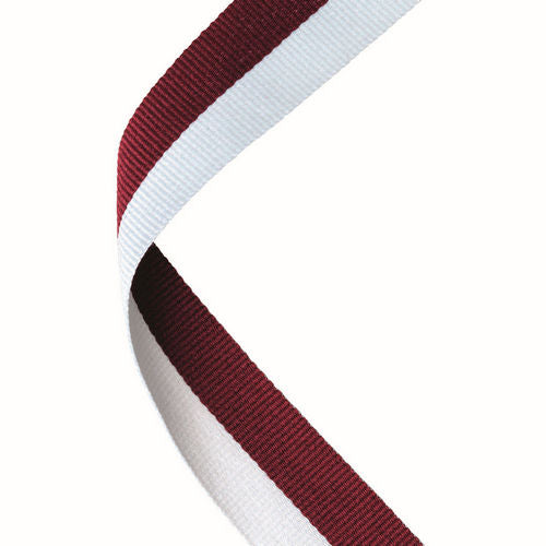 MEDAL RIBBON MAROON/WHITE - 30 X 0.875in