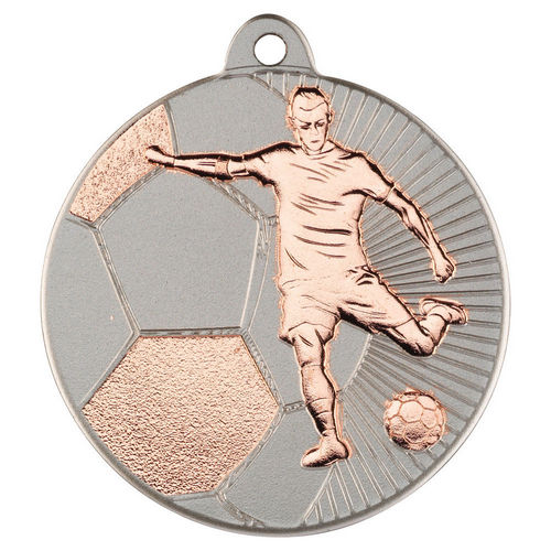 Football Two Colour Medal - 50mm - Matt Silver/Bronze by Legacy Outfitters