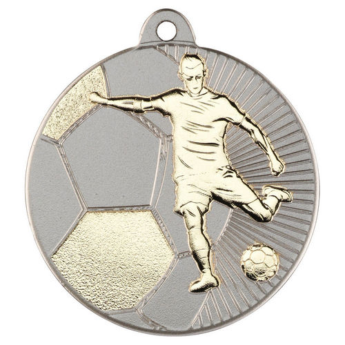 Football Two Colour Medal - 50mm - Matt Silver/Gold by Legacy Outfitters