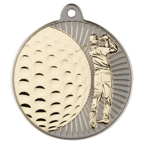 Golf Two Colour Medal - 50mm - Matt Silver/Gold by Legacy Outfitters