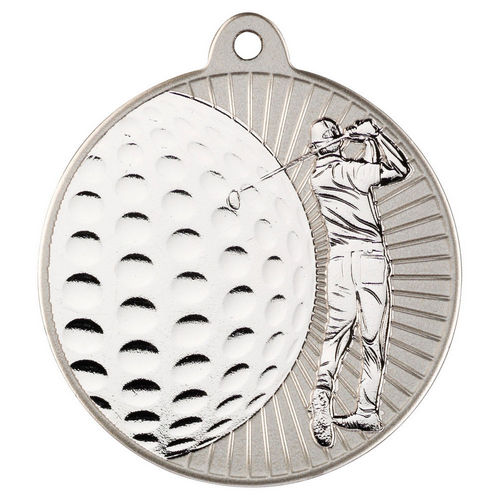 Golf Two Colour Medal - 50mm - Matt Silver/Silver by Legacy Outfitters