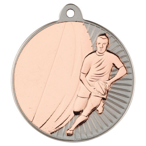 Rugby Two Colour Medal - 50mm - Matt Silver/Bronze by Legacy Outfitters