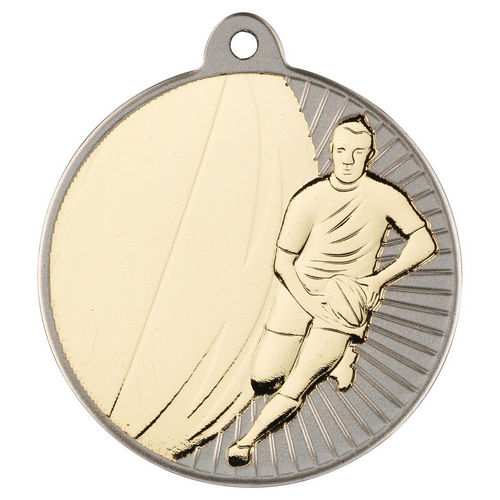 Rugby Two Colour Medal - 50mm - Matt Silver/Gold by Legacy Outfitters