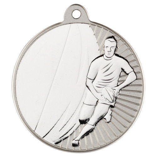Rugby Two Colour Medal - 50mm - Matt Silver/Silver by Legacy Outfitters