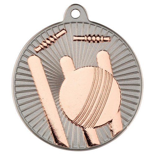 Cricket Two Colour Medal - 50mm - Matt Silver/Bronze by Legacy Outfitters