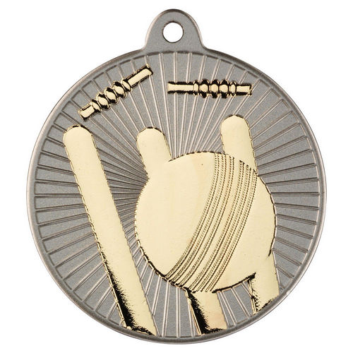 Cricket Two Colour Medal - 50mm - Matt Silver/Gold by Legacy Outfitters