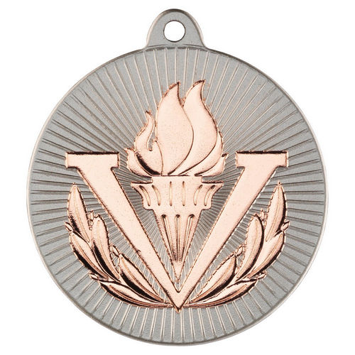 Victory Torch Two Colour Medal - 50mm - Matt Silver/Bronze by Legacy Outfitters