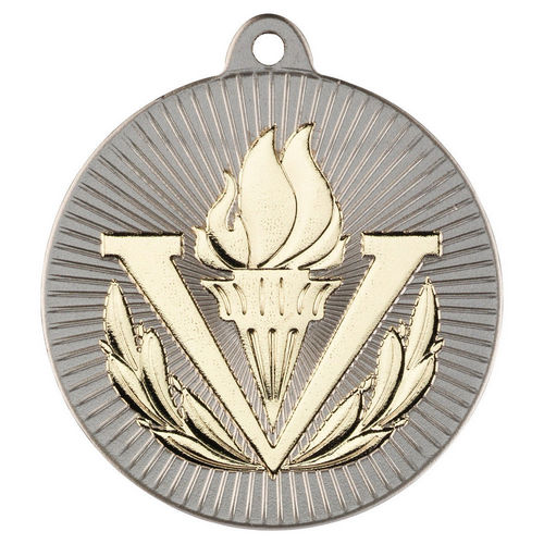 Victory Torch Two Colour Medal - 50mm - Matt Silver/Gold by Legacy Outfitters