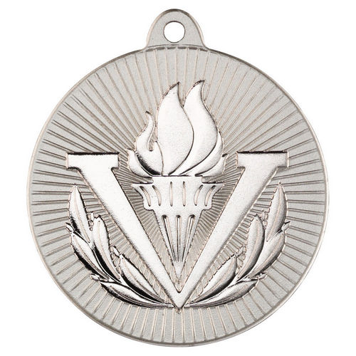Victory Torch Two Colour Medal - 50mm - Matt Silver/Silver by Legacy Outfitters