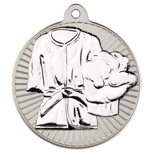 Martial Arts Two Colour Medal - 50mm - Matt Silver/Silver by Legacy Outfitters