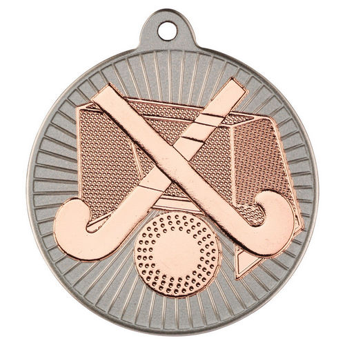 Hockey Two Colour Medal - 50mm - Matt Silver/Bronze by Legacy Outfitters