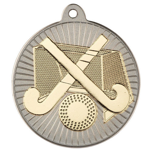 Hockey Two Colour Medal - 50mm - Matt Silver/Gold by Legacy Outfitters