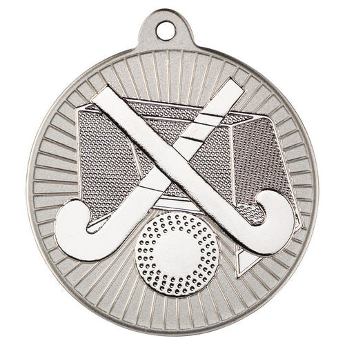 Hockey Two Colour Medal - 50mm - Matt Silver/Silver by Legacy Outfitters