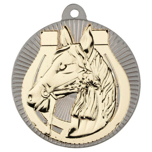Horse Two Colour Medal - 50mm - Matt Silver/Gold by Legacy Outfitters