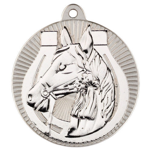 Horse Two Colour Medal - 50mm - Matt Silver/Silver by Legacy Outfitters