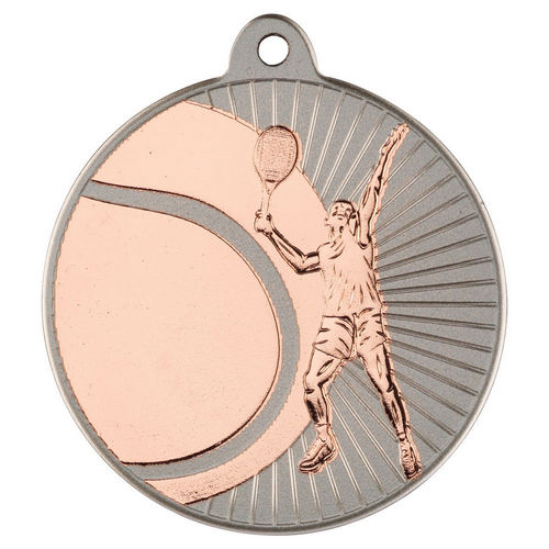 Tennis Two Colour Medal - 50mm - Matt Silver/Bronze by Legacy Outfitters