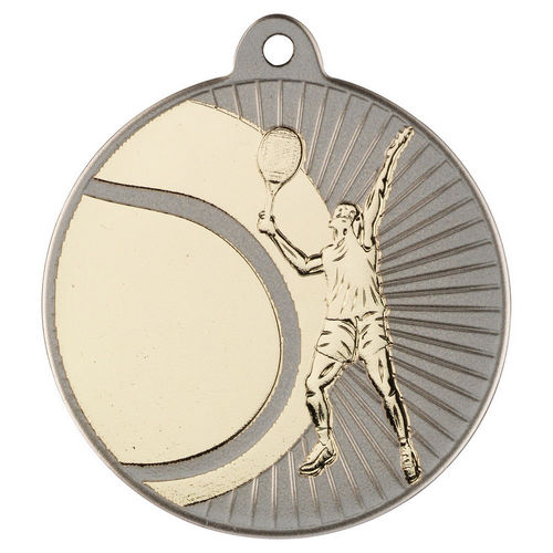 Tennis Two Colour Medal - 50mm - Matt Silver/Gold by Legacy Outfitters