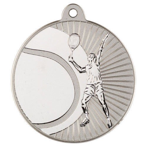 Tennis Two Colour Medal - 50mm - Matt Silver/Silver by Legacy Outfitters