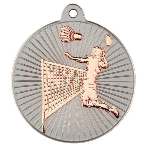 Badminton Two Colour Medal - 50mm - Matt Silver/Bronze by Legacy Outfitters