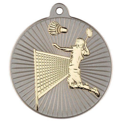 Badminton Two Colour Medal - 50mm - Matt Silver/Gold by Legacy Outfitters