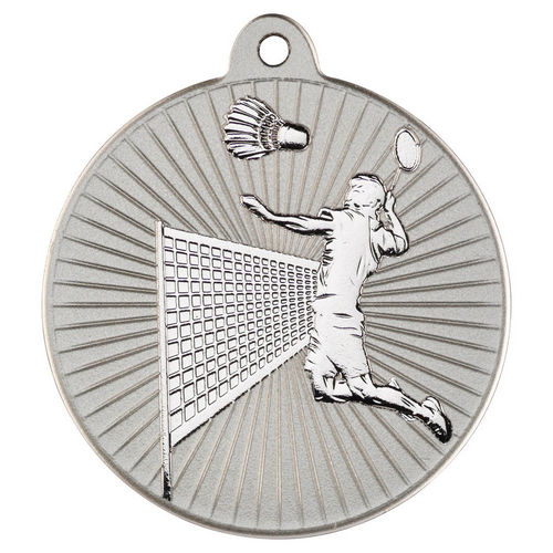 Badminton Two Colour Medal - 50mm - Matt Silver/Silver by Legacy Outfitters