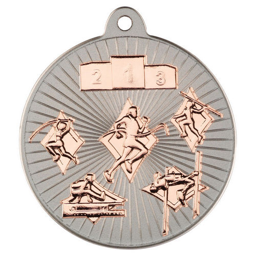 Multi Athletics Two Colour Medal - 50mm - Matt Silver/Bronze by Legacy Outfitters