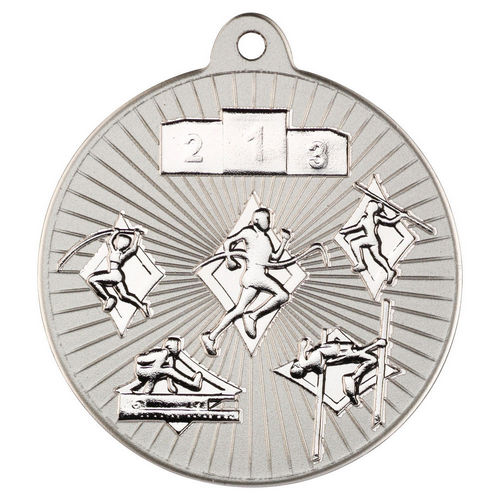 Multi Athletics Two Colour Medal - 50mm - Matt Silver/Silver by Legacy Outfitters