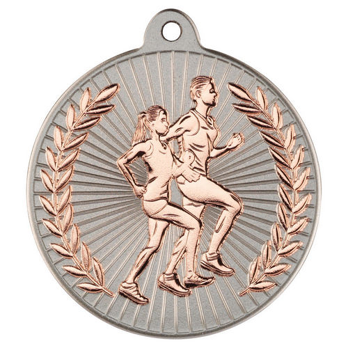 Running Two Colour Medal - 50mm - Matt Silver/Bronze by Legacy Outfitters