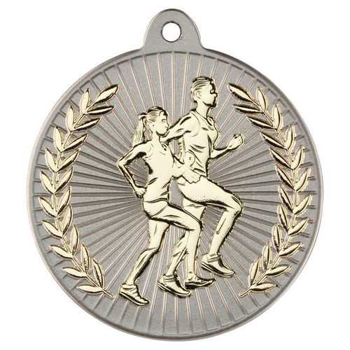 Running Two Colour Medal - 50mm - Matt Silver/Gold by Legacy Outfitters